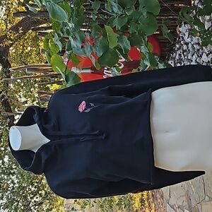 Cotton-On size L Australia Black Cotton blend crop hoodie sweatshirt embroidery